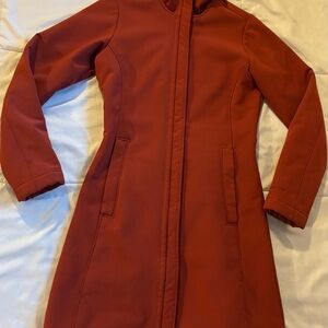 Patagonia Womens XS Shelled Synchilla Softshell Coat Rust Red Fleece Lined